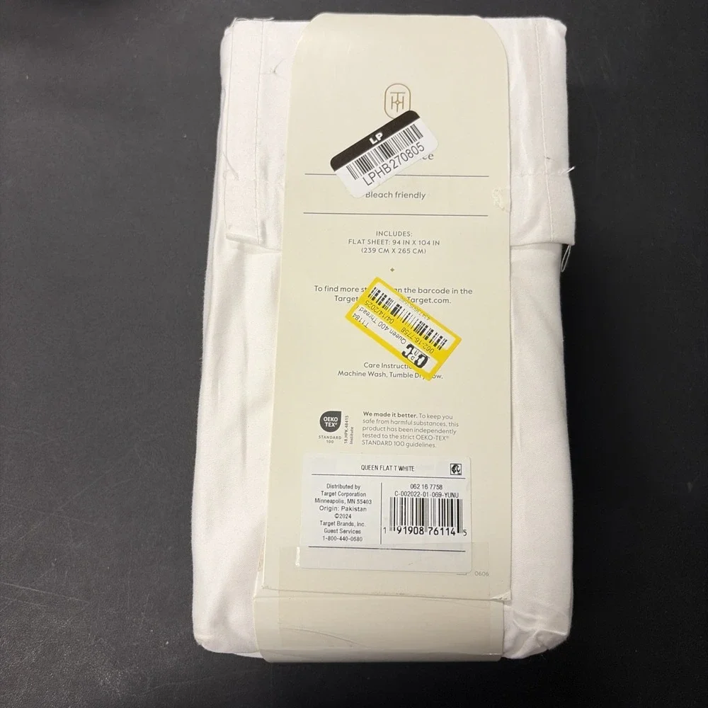 Threshold Queen 400 Thread Count Performance Flat Sheet In Sour Cream NWT 20554